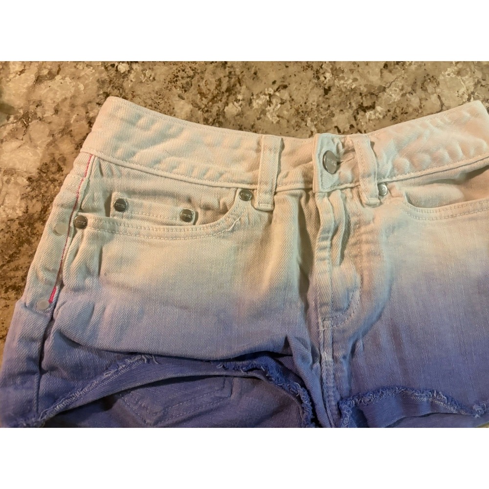Victoria's Secret PINK Tie Dye Y2K Women's Denim Booty Shorts Purple White SZ 0‎ - Picture 2 of 12